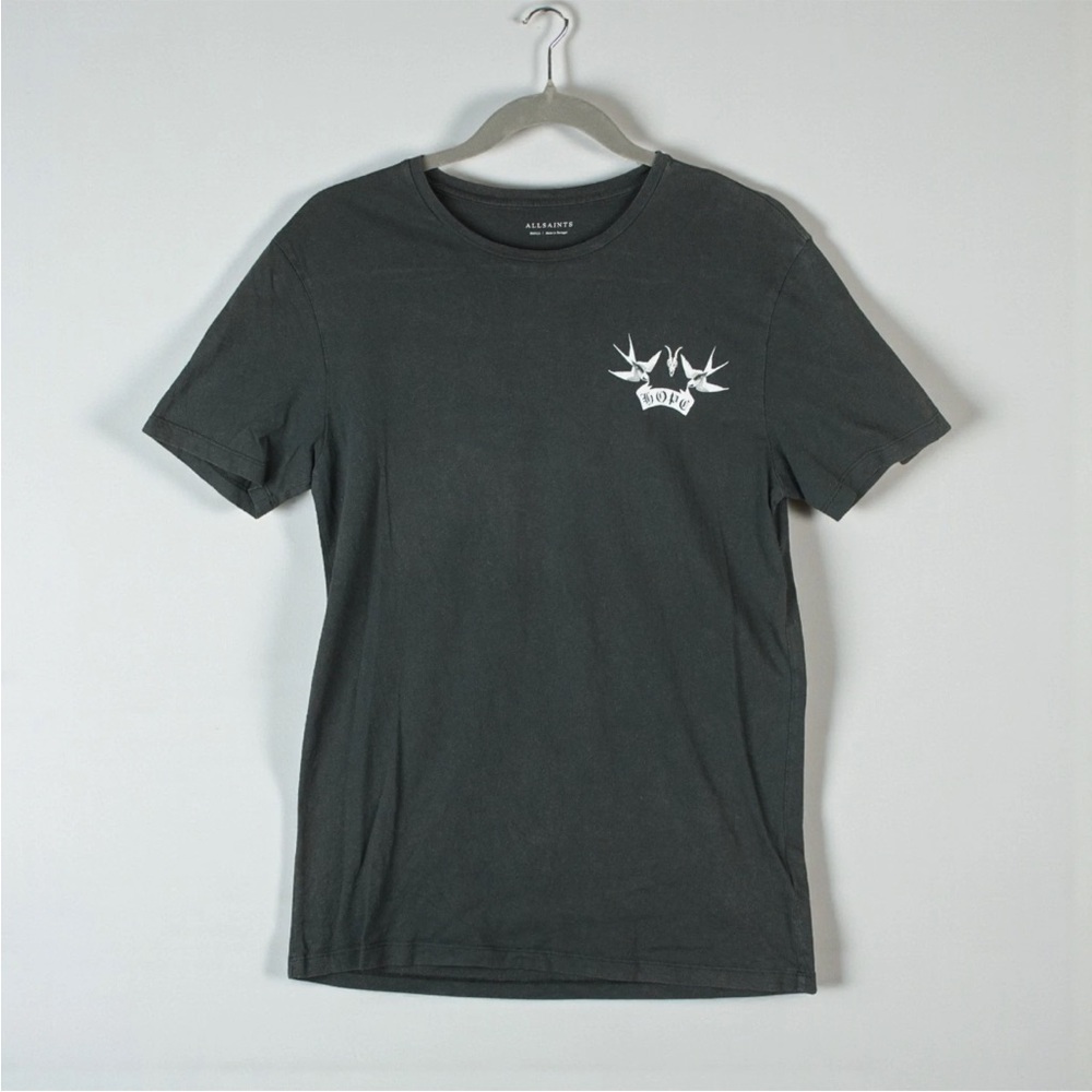 Allsaints Hope Logo Tshirt Size Small Mens Black Casual Short Sleeves